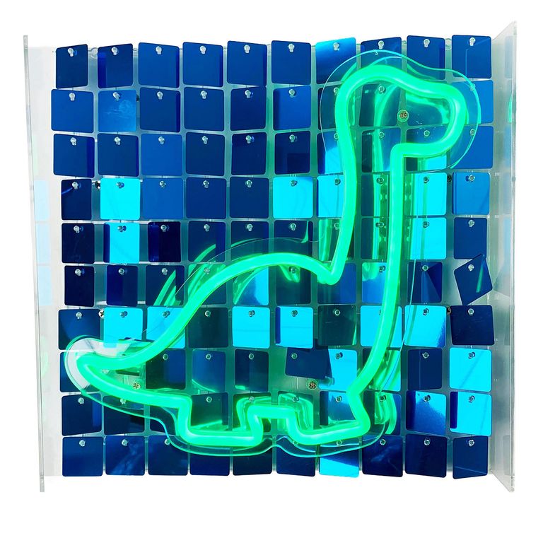 Letrero Neón Sequin Dino Verde 10 W 30.6x30 cm