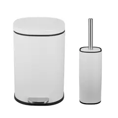 JUST HOME COLLECTION - Set Papelera y Escobilla 5 L Metal Blanco