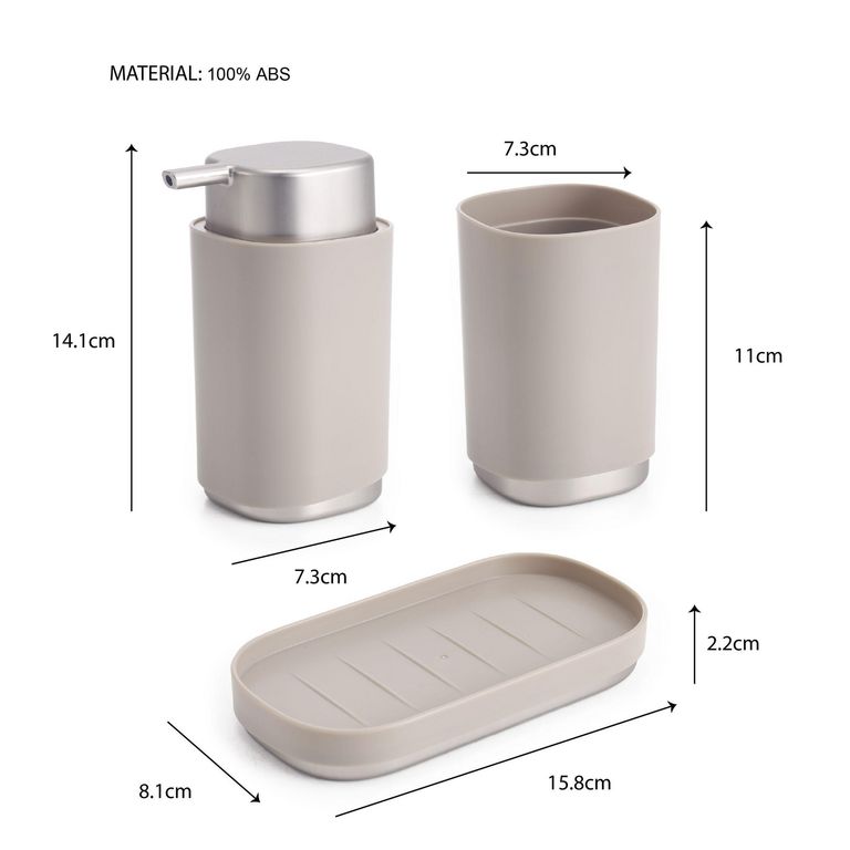 Set 3 Piezas Accesorios de Baño Taupe