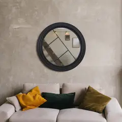 JUST HOME COLLECTION - Espejo Redondo Marina 80x80 cm Negro