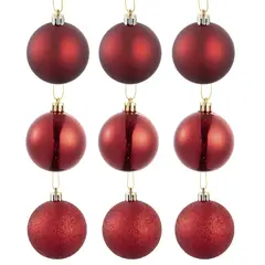 DEAR SANTA - Set 9 Esferas de Navidad Rojo 6cm