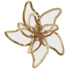 DEAR SANTA - Poinsettia con Clip Navidad Dorado 16cm