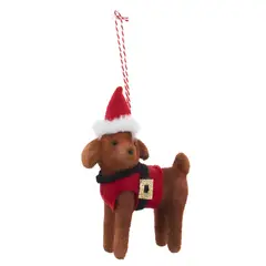 DEAR SANTA - Adorno Perro con Gorro Santa Navidad