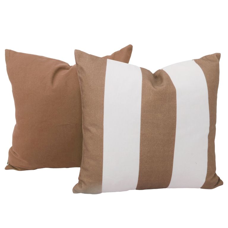 Set x2 Cojines de Exterior Rayas 45x45 cm Café