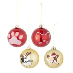 DEAR SANTA - Set de 4 Esferas 8 cm Pets