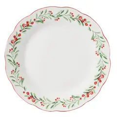 DEAR SANTA - Plato con Flores Navideñas 26.5 cm Blanco