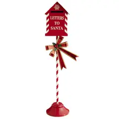 DEAR SANTA - Buzón de Pie con Lazo Metálico Rojo