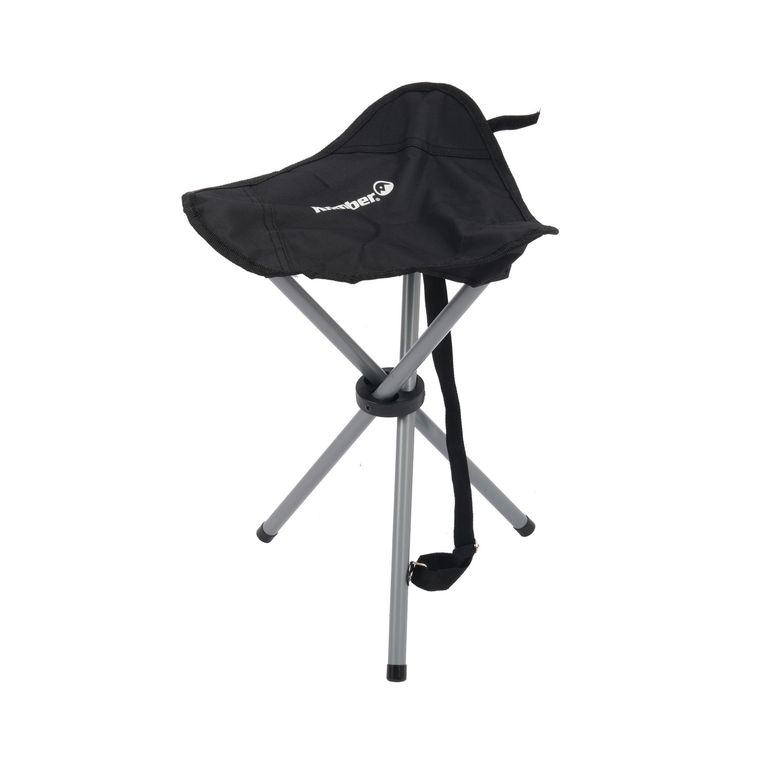Banqueta Camping Plegable 3 Patas 31x41x31 cm Negro