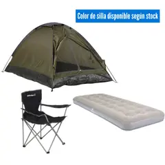 KLIMBER - Carpa Para 2 Personas + Colchón 1 Plaza + 1 Silla Plegable color surtido