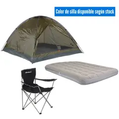 KLIMBER - Carpa Para 4 Personas + Colchón 2 Plazas + 1 Silla Plegable color surtido