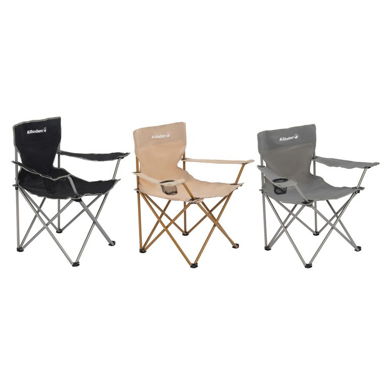 Silla Camping Plegable con Apoyabrazos 84x80x52 cm Negro/Café/Gris