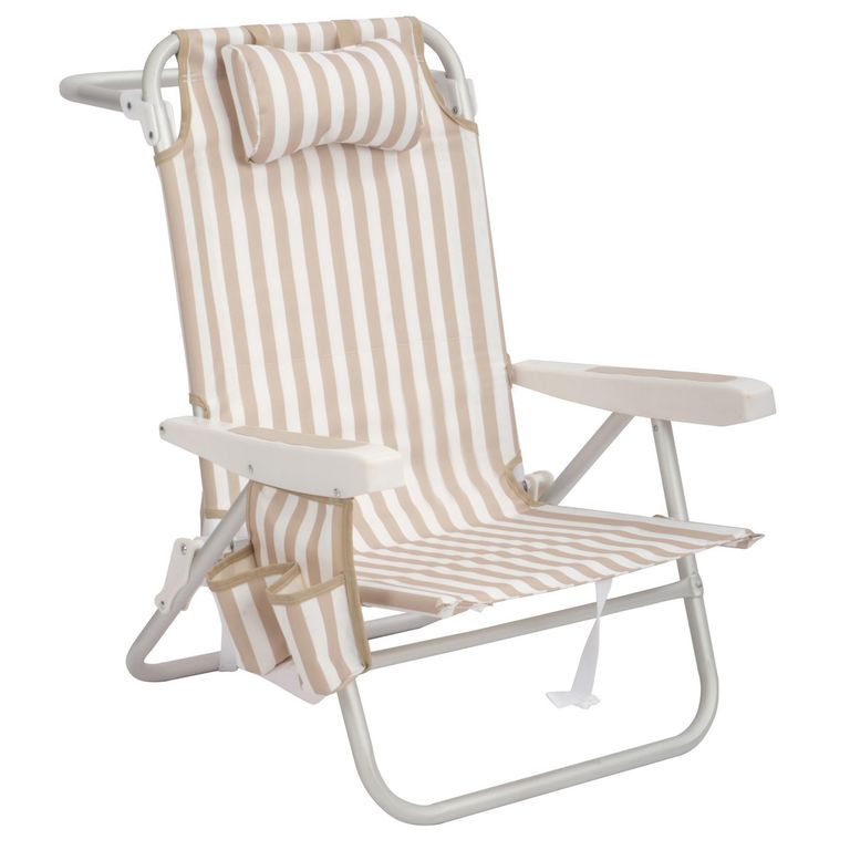 Silla Playa Aluminio 2 en 1 Beige 63x81x104 cm