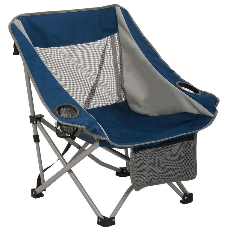 Silla Camping Plegable Compacta 74x77x60 cm Gris y Azul