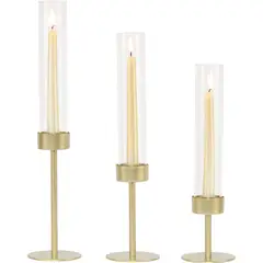 JUST HOME COLLECTION - Set De 3 Candelabros Dorados