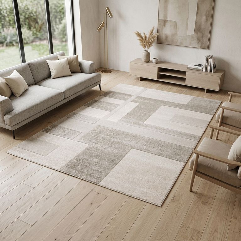 Alfombra Luna Shuffle 120x170 cm Polipropileno Gris, Beige