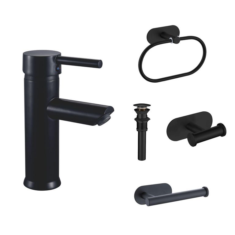 Combo Grifería de Lavamanos Monocomando Bajo Milan + 4 Accesorios