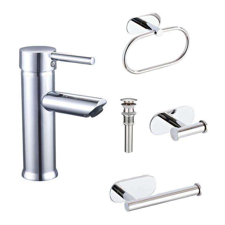 Combo Grifería de Lavamanos Monocomando Bajo Milan + 4 Accesorios