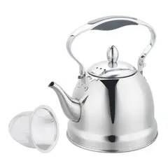 JUST HOME COLLECTION - Tetera de Acero Inoxidable 1 L Plateado y Negro