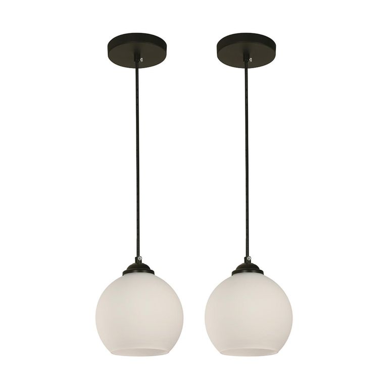 Lámpara Colgante de Techo 1 Luz Sal Negra Pack x2