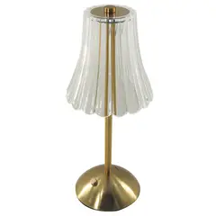 JUST HOME COLLECTION - Lámpara de Mesa LED Touch USB 1 Amarillo/Dorado 12.5x12.5 cm