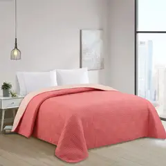 JUST HOME COLLECTION - Cubrecama Bicolor 1.5 Plazas Color Coral