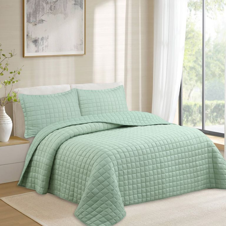 Cubrecama Boho Liso Pv26 King Verde