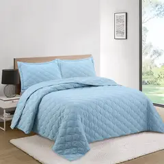 JUST HOME COLLECTION - Edredón Nordic Liso Celeste 2 Plazas