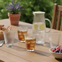 JUST HOME COLLECTION - Set de Jarro 800 ml con 4 Vasos 200 ml de Vidrio