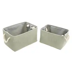 JUST HOME COLLECTION - Set De 2 Canastas De Tela Verde