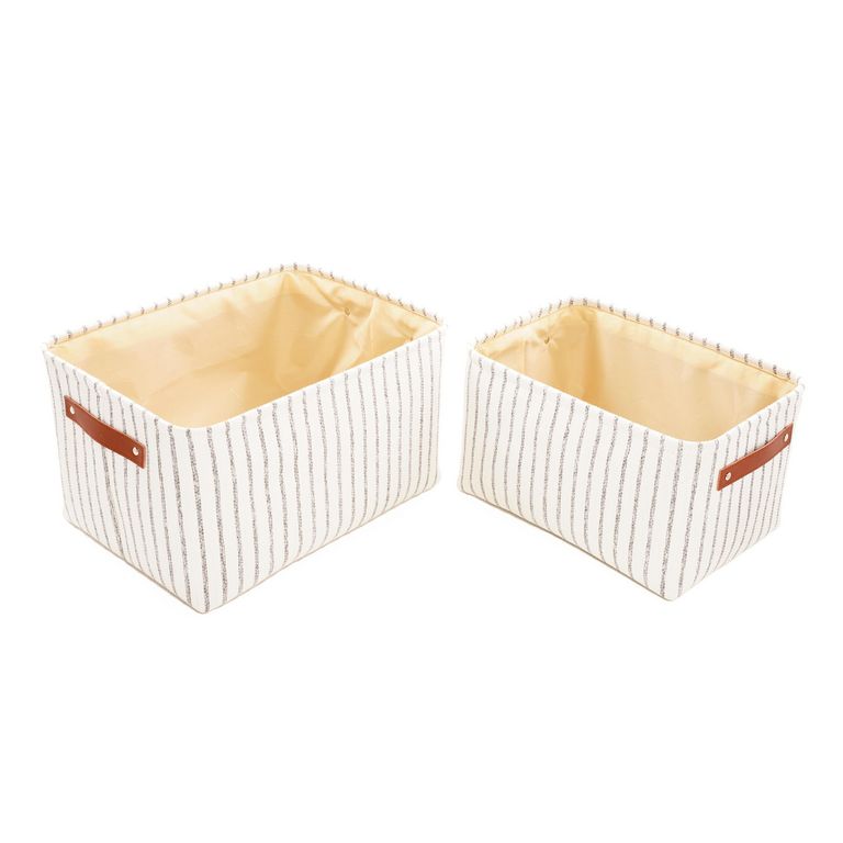 Set x2 Canastas De Tela Rayas con Asas