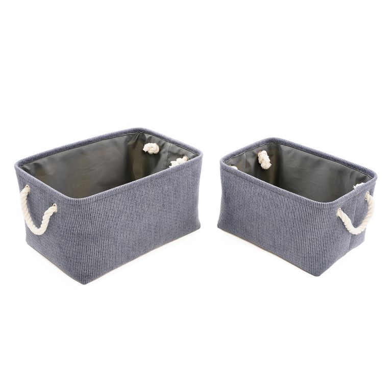 Set De 2 Canastas De Tela Azul