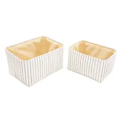 JUST HOME COLLECTION - Set x2 Canastas Tela Rayas Beige