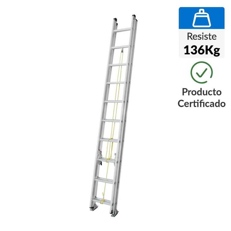 Escalera Telescópica de Aluminio 20 Pasos 136Kg