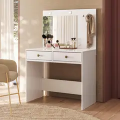 CASA BONITA - Tocador Ideal 90x52x137 cm Blanco 2 Cajones