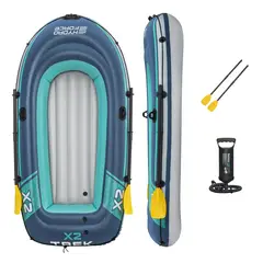 BESTWAY - Set de Bote Inflable Trek2 232x118 cm 2 Personas Azul y Gris