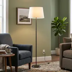 CASA BONITA - Lámpara de Pie New Satin 1L E27 Blanco/Negro 40x150 cm