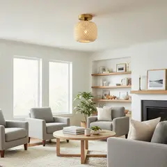 JUST HOME COLLECTION - Lámpara de Techo Ben 1L E27 Amarillo/Dorado