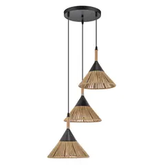 JUST HOME COLLECTION - Lámpara Colgante de Techo 3 Luces Flam Natural
