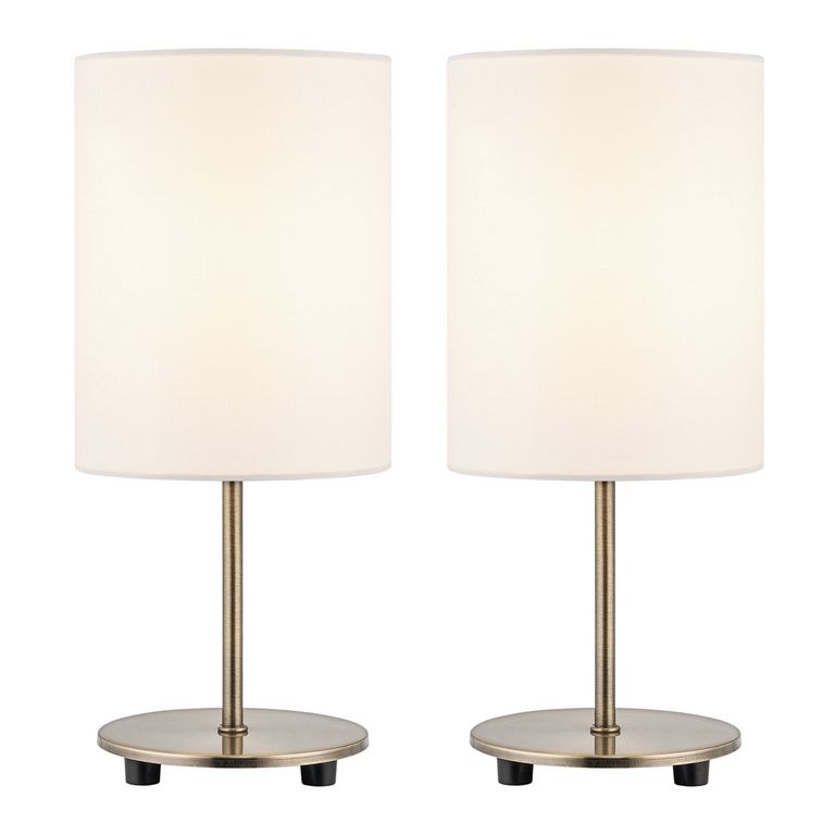 Lámpara de Mesa 1 Luz Niza Blanca/Dorada Pack x2