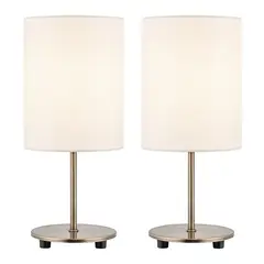 CASA BONITA - Lámpara de Mesa 1 Luz Niza Blanca/Dorada Pack x2