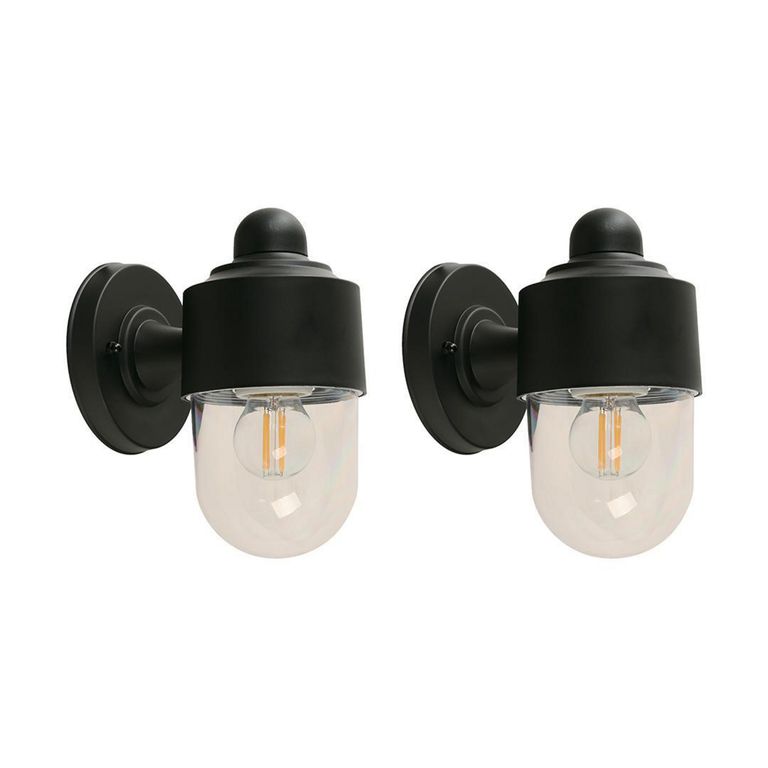 Pack x2 Aplique Exterior 1 Luz E27 Negro