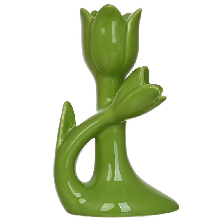 Tulipán de Cerámica 14cm Verde Oscuro