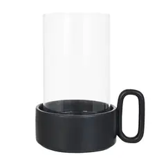 JUST HOME COLLECTION - Portavelas de Vidrio Negro 25cm