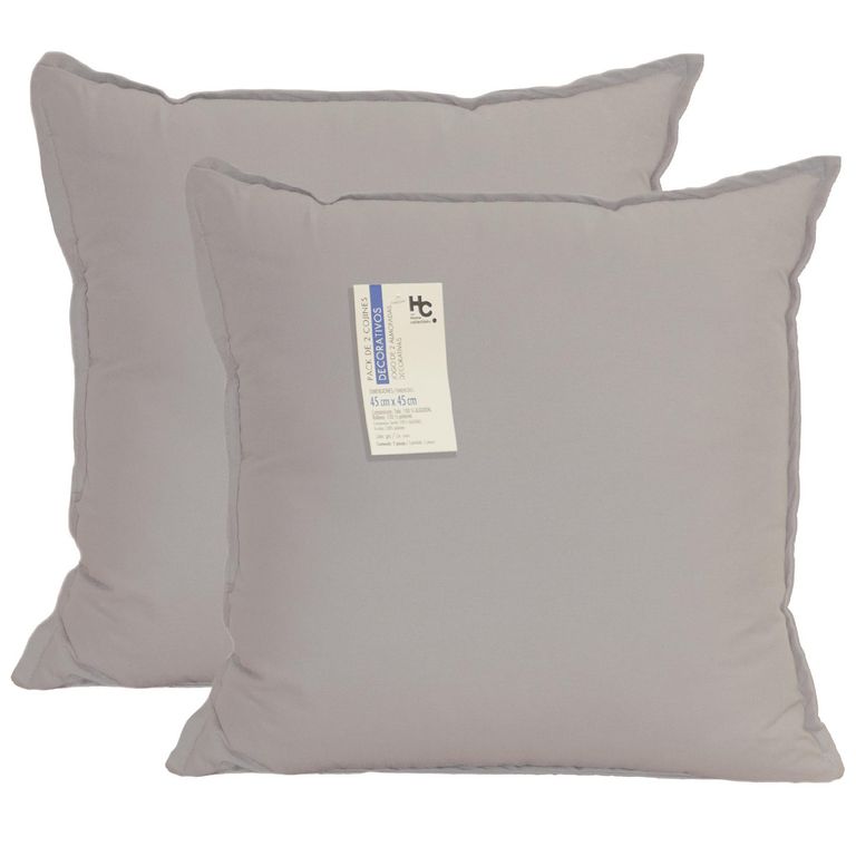 Set 2 Cojines Solid 45X45 Gris