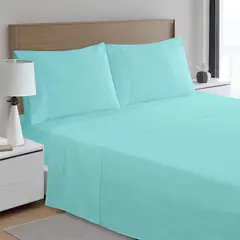 JUST HOME COLLECTION - Sábana 180 Hilos King Turquesa