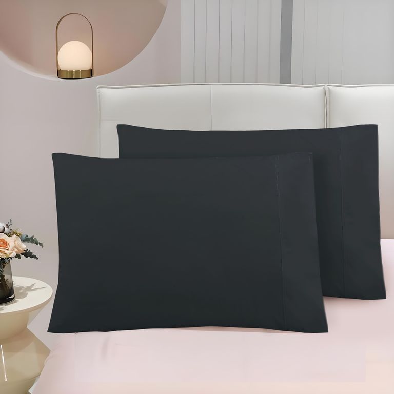 Set 2 Fundas de Almohada 180 Hilos Negro