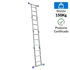 BAUKER - Escalera Articulada de Aluminio 98cm 12 Pasos
