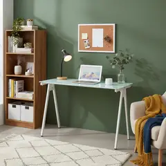 JUST HOME COLLECTION - Escritorio de Vidrio 110x50x76cm Blanco