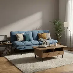 JUST HOME COLLECTION - Sofá Cama Futón 2 Cuerpos Moscú Azul