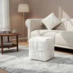 JUST HOME COLLECTION - Puff Zoe 38x38x40cm Blanco